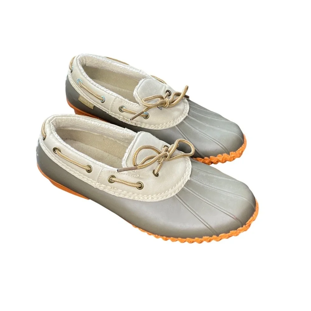 JBU Jambu Gwen Weather‎ Ready Women Duck Shoes Grey Orange Faux Fur Lined 8